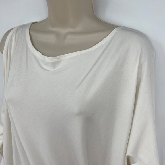 TART Cream Asymmetrical Draped Roundneck One Cold Shoulder Top - Picture 2 of 11